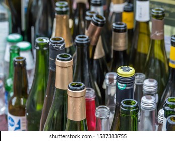 COLMAR, FRANCE - DECEMBER 10, 2019: Empty Bottles After The Party.