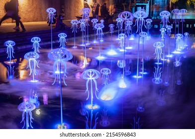 Coloerful Light Installation Art Of Jellyfish