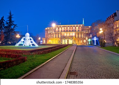 Colofrul Park And Belgrade Old Palace Evening View, Capital Of Croatia