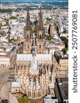 Cologne Cathedral aerial panoramic view in Cologne, Germany