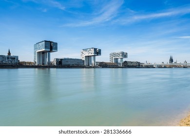 Cologne Cathedral And Crane Houses In Germany