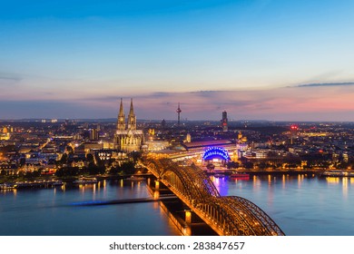 Cologne with Cologne Cathedral during twilight blue hour - Shutterstock ID 283847657