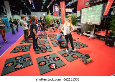 Cologne, Germany, August 13, 2014: Retro Dance Game On Gamescom. Gamescom Is A Trade Fair For Video Games Held Annually At The Koelnmesse In Cologne. 