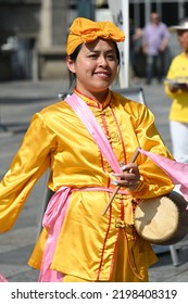 Cologne, Germany - June 25, 2022: Members Of The Falun Gong Religion Demonstrate Against Their Oppression In China