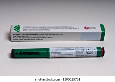 Cologne, Germany - June 6 2012: Adrenaline (Epinephrine) Autoinjector; A Pre-filled Syringe For Single Dose Intramuscular Injection