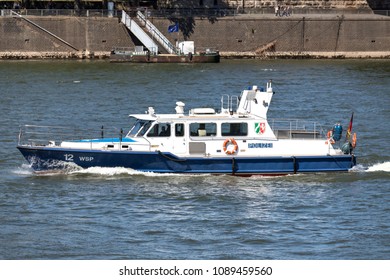 COLOGNE, GERMANY - May 5, 2018: police patrol boat WSP 12 on the river Rhine