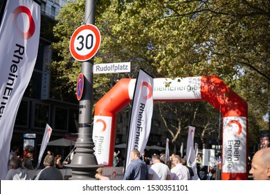 Cologne, Germany - October 13 2019: The Rudolfplatz In Cologne At The Day Of The Cologne Marathon 2019