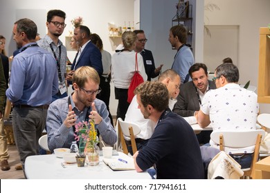 Cologne, Germany - September 19, 2017 - Young Business People At Digital Marketing Exhibition And Trade Show Dmexco In Cologne
