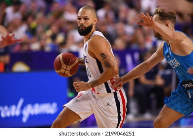 COLOGNE, GERMANY - SEPTEMBER 7, 2022: Evan Fournier. The Basketball Match Of Eurobasket 2022 France Vs Slovenia