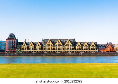 Cologne Koln, Germany- March 20, 2021: Siebengebirge Building at Cologne Rheinauhafen, on Rhine Rhein River