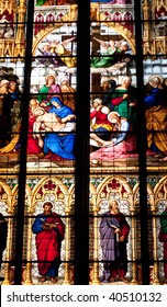 Cologne, main cathedral's window, close up