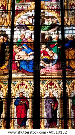Cologne, main cathedral's window, close up