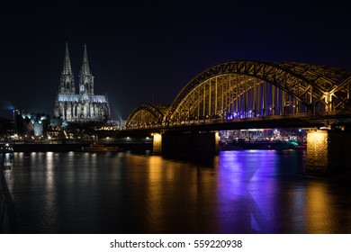 Cologne At Night In The Winter Season (mid Of January)