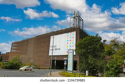 Cologne (Picassoplatz), Germany - July 9. 2022: View On Modern Parking Garage House Of RTL Media Group In City Center 