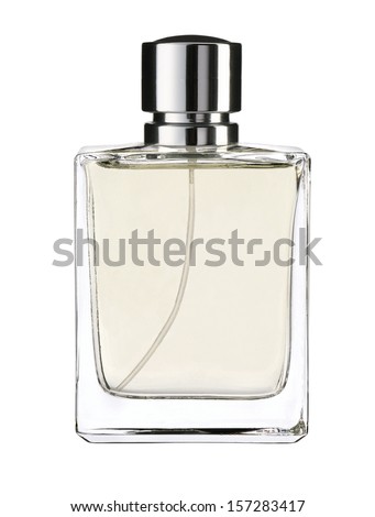Cologne water, studio photography of transparent bottle with essence - isolated on white background 