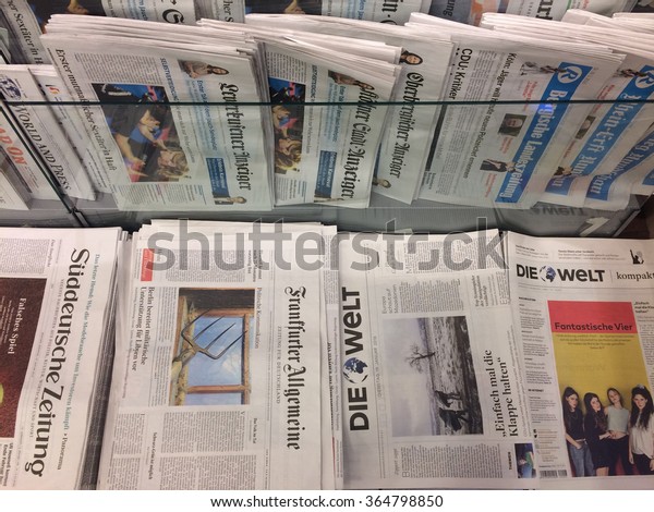 Cologne,Germany- January 19,\
2016: Popular german newspaper in german language on display in a\
store on the central\
station(Cologne,Germany)