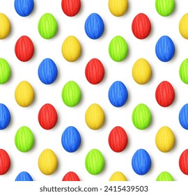 Cololrful Easter eggs with shadows in a seamless pattern isolated on white background - Powered by Shutterstock