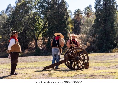 Coloma, CA, USA, October 9th, 2021 1840s Cannon Being Fired At The 2021 Gold Rush Festivity Week End