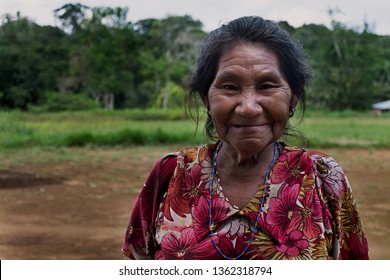 Vaupés, Colombia. 21-01-2019. Elderly Indigenous Woman Smilling