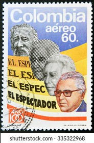 COLOMBIA - CIRCA 1987: A stamp printed in Colombia commemorating the centenary of the newspaper El Espectador, circa 1987 