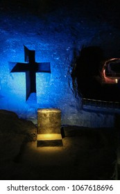 Zipaquirá, Colombia - March 18, 2018: A Shot Of One Of The Stations Of The Cross Within The Salt Cathedral, An Underground Roman Catholic Church Built Inside A Salt Mine In Zipaquirá.