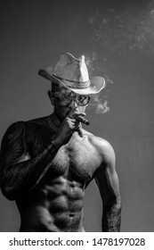 Colombian Cartel. Muscular Latin Lover. Portrait Of Brutal Handsome Latin Man. Stylish Man Looking Away. Men Fashion Portrait. Confident Man. Black And White