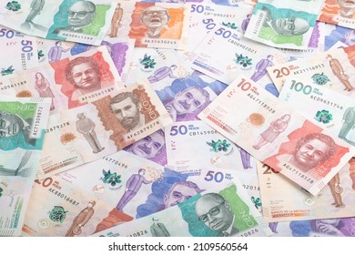 Colombian Currency In Its Different Denominations