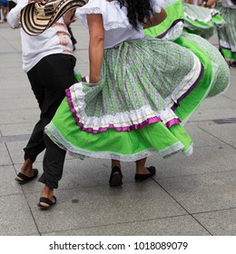 Colombian Folk Dance Group With Traditional Clothing