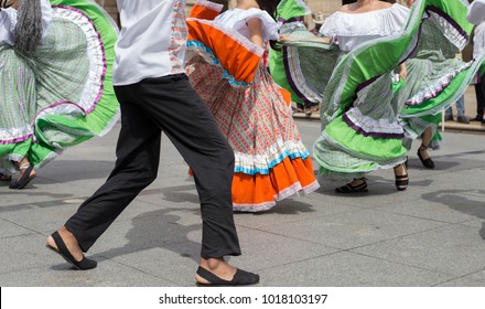 Colombian Folk Dance Group With Traditional Clothing