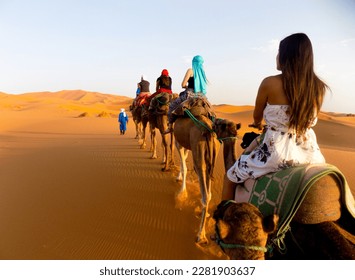 Colombian model traveling through Morocco on camel - Powered by Shutterstock