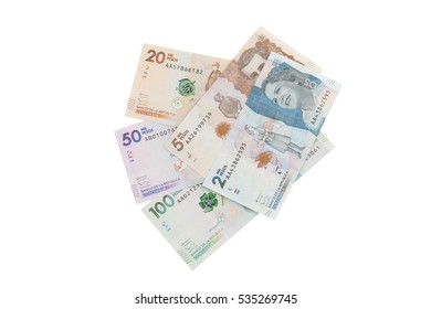 Colombian Money On A White Background