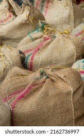 Colombian Sacks Of Coffee In A Farm, Colombia, South America,  Rural Scene - Stock Photo