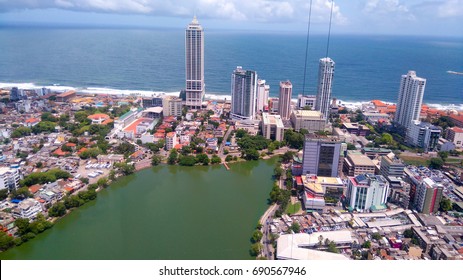 Colombo Aerial View From 250 M Above. Rising Sri Lanka. Skyscrapers And Skyline.