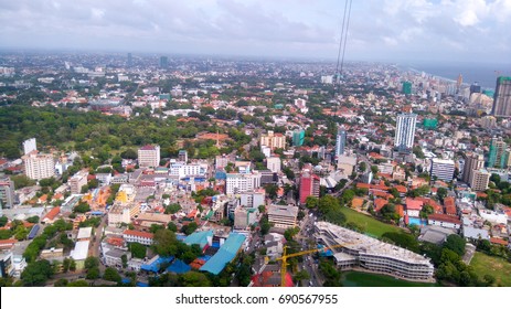 Colombo Aerial View From 250 M Above. Rising Sri Lanka. Skyscrapers And Skyline.