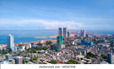 Colombo Aerial View From 250 M Above. Rising Sri Lanka. Skyscrapers And Skyline.