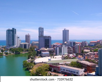 Colombo Aerial View From 250 M Above. Rising Sri Lanka. Skyscrapers And Skyline.