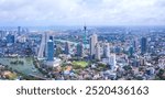 Colombo city seen from above, Sri Lanka capital city, Aerial photography, drone shots, amazing view, beautiful places, amazing view, misty day over the city