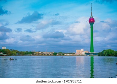 Colombo Cityscape Photo With Iconic Colombo Lotus Tower And Lake