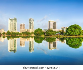 Colombo Skyline. View From The Beira Lake. Sri Lanka