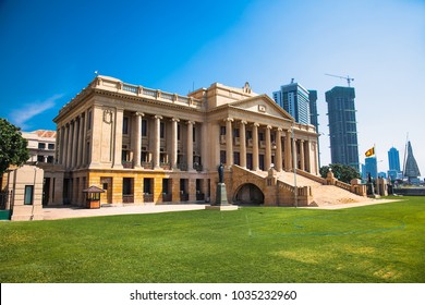 COLOMBO, SRI LANKA - DEC 24, 2016: Building Of Old Parliament (Secretariat Of The President Sri Lanka) On Dec 24, 2016 In The Suny Day. Sri Lanka . Colombo.