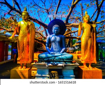 Colombo,Sri Lanka-Beautiful Statue Of Buddha In Gangaramaya Temple.