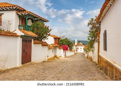 COLONIAL STREET IN VILLA DE LEYVA COLOMBIA  - Shutterstock ID 2116508981