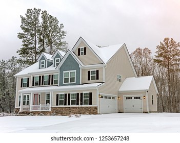 Colonial Style Luxury Home In The Winter