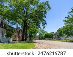 Colonial Williamsburg, Duke of Gloucester Street, low angle on a beautiful sunny day