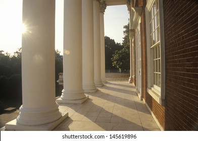 Colonnade of a building in the campus of University of Virginia in Charlottesville, VA