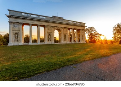 Colonnade on Homole hill (called Reisten or Rajstna) above Valtice castle in South Moravia. Czechia.