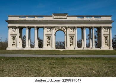 The colonnade on Rajstna is a romantic classicist gloriet near Valtice town, local name is Kolonada na Rajstne, Lednice and Valtice area, South Moravia, Czech Republic