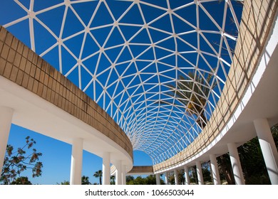colonnade with openwork ceiling.