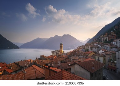 Colonno in Lake Como district. Italian traditional lake village. Italy, Europe.