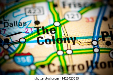 The Colony. Texas. USA On A Map